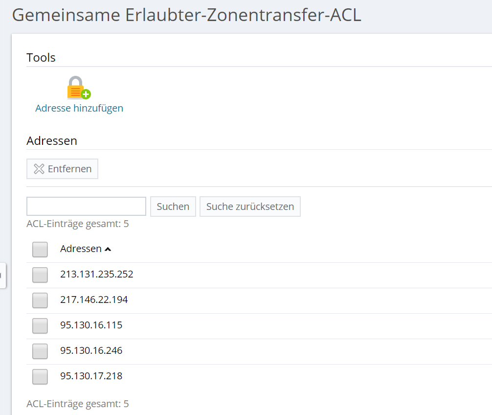 Gemeinsame Erlaubter-Zonentransfer-ACL